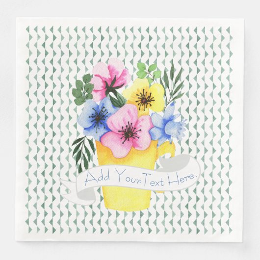Gele container met pastel viooltjes servet (Voorkant)