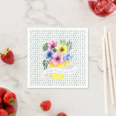 Gele Container Met Pastel Viooltjes Servet (Insitu)