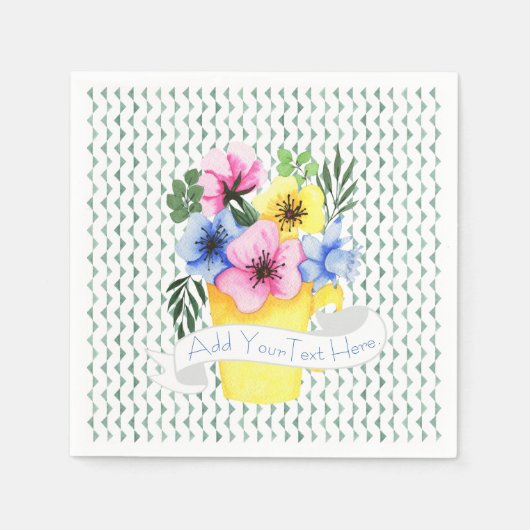 Gele Container Met Pastel Viooltjes Servet (Voorkant)