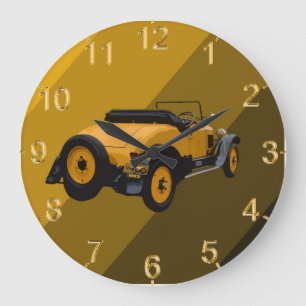 Gele  Converteerbare Auto, Lge Wall Clock Grote Klok