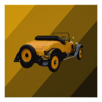 Gele converteerbare auto, Poster