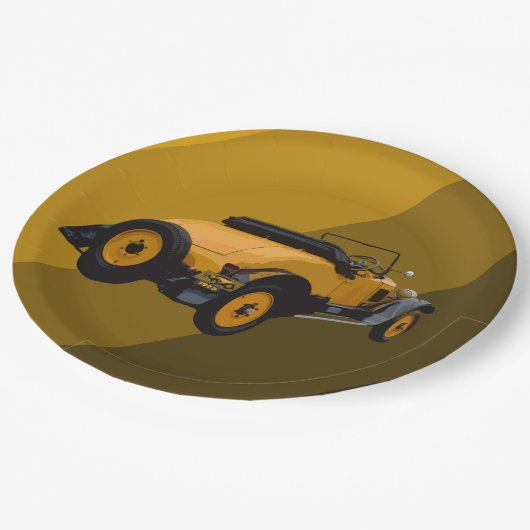 Gele  Converteerbare Auto's, Borden van papier Papieren Bordje (Gekanteld)