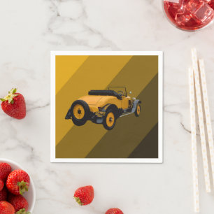 Gele converteerbare auto's, papierluiers servet