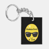 Gele coole glimlach en zwarte achtergrond sleutelhanger (Voorkant Links)