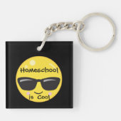 Gele coole glimlach en zwarte achtergrond sleutelhanger (Achterkant)