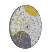 Gele, coole, moderne, trendmatige geometrische kun dartbord (Voorkant Links)