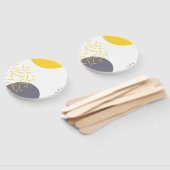 Gele, coole, moderne, trendmatige geometrische kun handwaaier (Niet-gemonteerd)