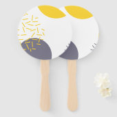 Gele, coole, moderne, trendmatige geometrische kun handwaaier (Voorkant en achterkant)