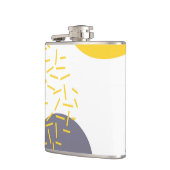 Gele, coole, moderne, trendmatige geometrische kun heupfles (Links)