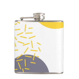 Gele, coole, moderne, trendmatige geometrische kun heupfles