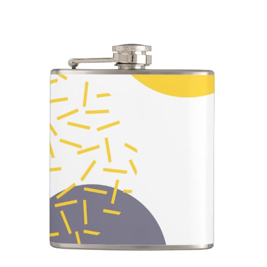 Gele, coole, moderne, trendmatige geometrische kun heupfles (Voorkant)