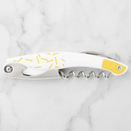 Gele, coole, moderne, trendmatige geometrische kun kurkentrekker