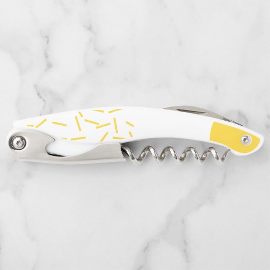 Gele, coole, moderne, trendmatige geometrische kun kurkentrekker (Voorkant)