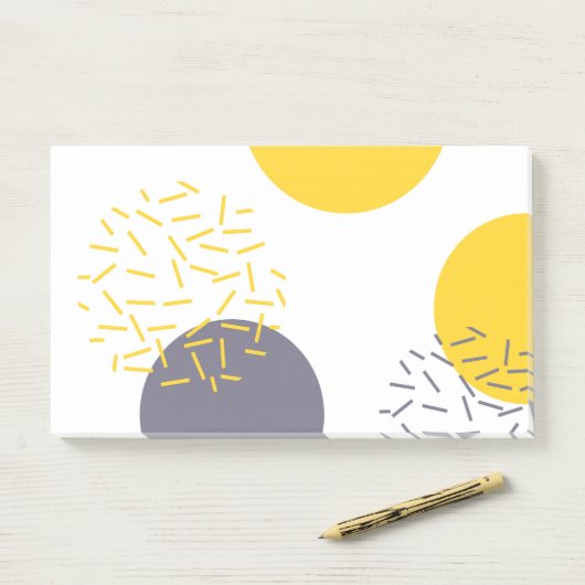Gele, coole, moderne, trendmatige geometrische kun post-it® notes (Op bureau)