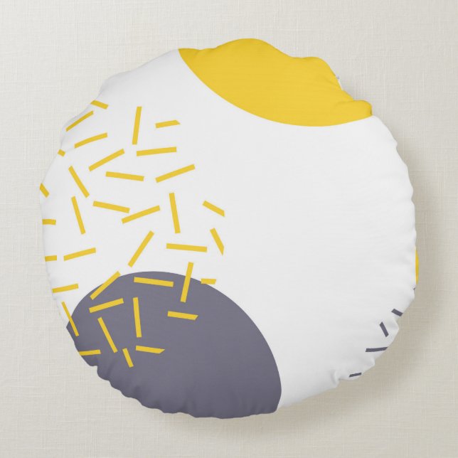 Gele, coole, moderne, trendmatige geometrische kun rond kussen (Achterkant)