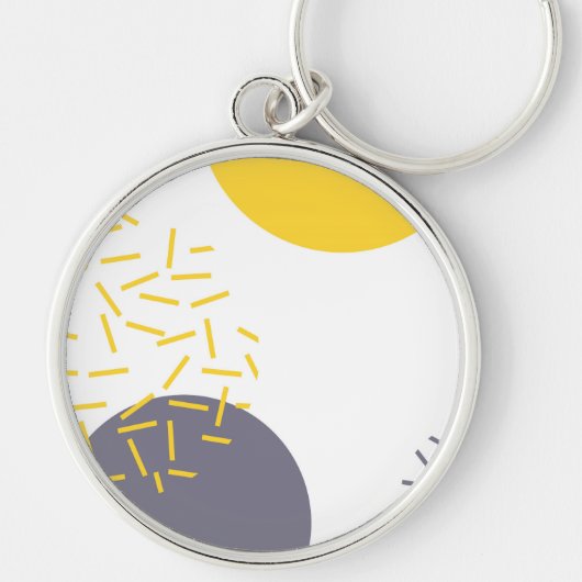 Gele, coole, moderne, trendmatige geometrische kun sleutelhanger (Voorkant)