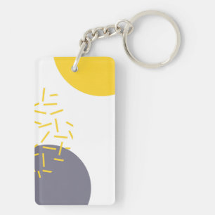 Gele, coole, moderne, trendmatige geometrische kun sleutelhanger