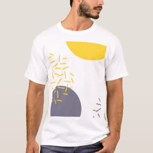 Gele, coole, moderne, trendmatige geometrische kun t-shirt