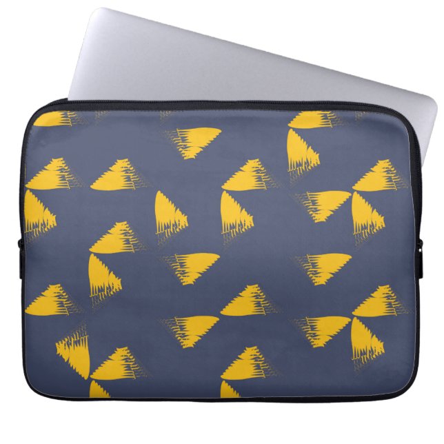 Gele, coole, unieke driehoeken met trendy laptop sleeve (Voorkant)