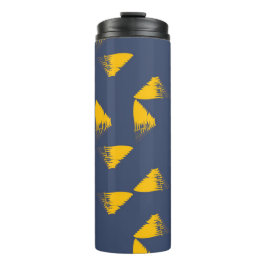 Gele, coole, unieke driehoeken met trendy thermosbeker