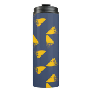 Gele, coole, unieke driehoeken met trendy thermosbeker