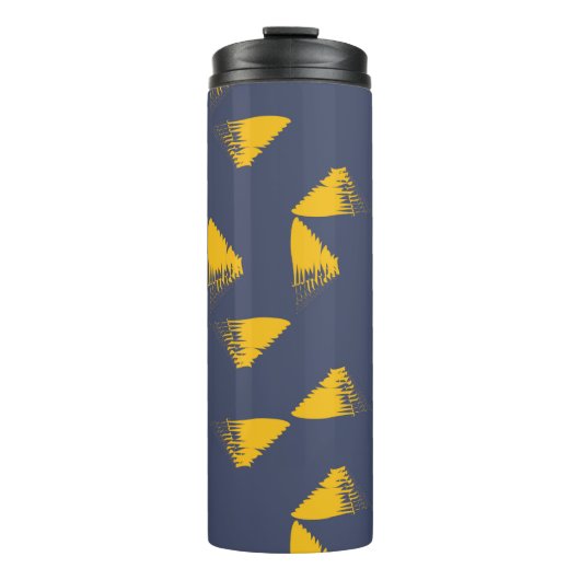 Gele, coole, unieke driehoeken met trendy thermosbeker (Voorkant)