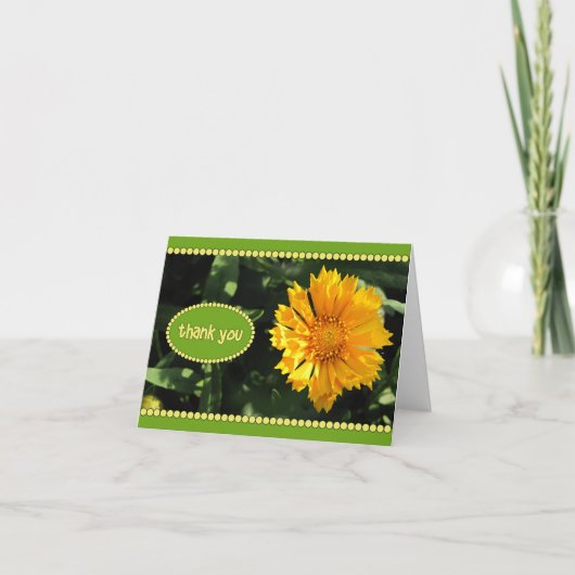 Gele Coreopsis Bloem Bedankkaart (Voorkant)