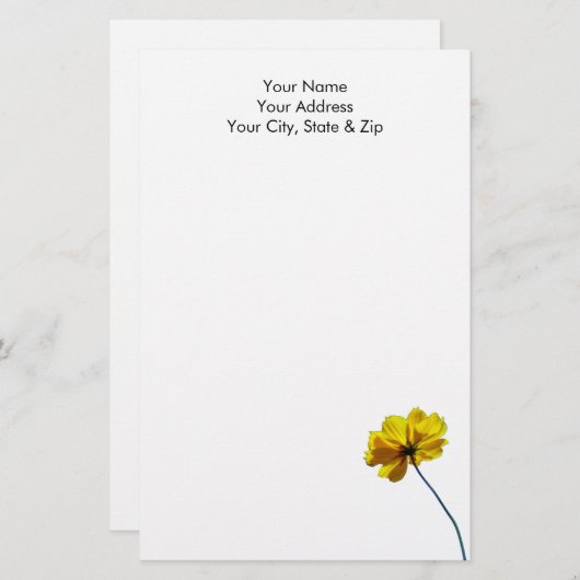 Gele Coreopsis Briefpapier (Voorkant / Achterkant)