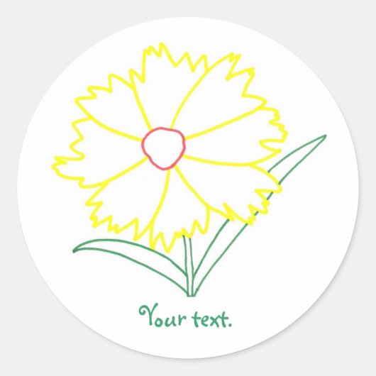 Gele Coreopsis Flower, stickers met jouw tekst (Voorkant)
