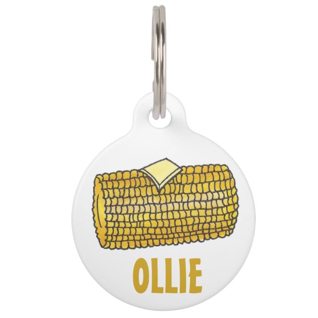 Gele corn op het Label Cob Butter Food Pet Dog Huisdierpenning (Voorkant)