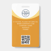Gele Corporate Visitor Pass ID QR Code Badge (Achterkant)