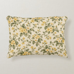 Gele cottage bloemen uit grootmoeders tijd accent kussen