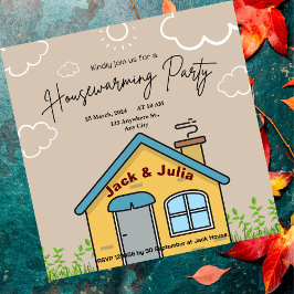 Gele Country House Housewarming Party Uitnodiging