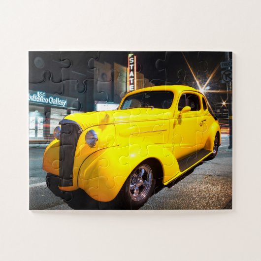  gele Coupe Street Rod Legpuzzel (Horizontaal)
