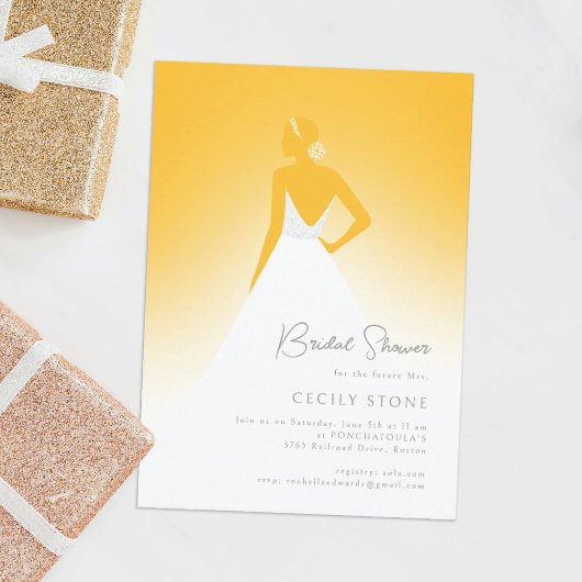 Gele Couture Trouwjurk Vrijgezellenfeest Kaart