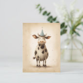 Gele cow illustratie briefkaart (Staand voorkant)