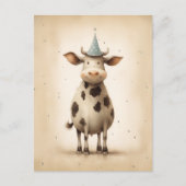 Gele cow illustratie briefkaart (Voorkant)