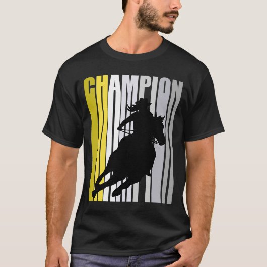 Gele Cowgirl Champion Horse Riding Barrel Racing T-shirt (Voorkant)