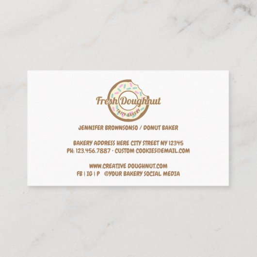 Gele Cream Doughnut Sweet Cookies Visitekaartje (Achterkant)