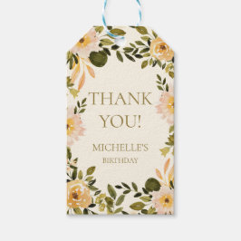 Gele Cream Floral Greenery Birthday Dank u Cadeaulabel