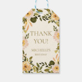 Gele Cream Floral Greenery Birthday Dank u Cadeaulabel (Achterkant)