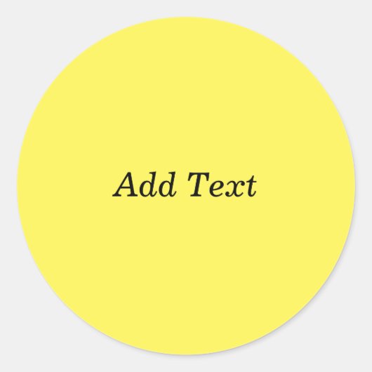 Gele Creëer Uw Eigen tekst toevoegen Ronde Sticker (Voorkant)