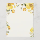 Gele Crème Bloemen Bruiloft Budget Uitnodiging (Achterkant)