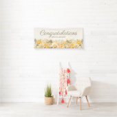 Gele Crème Bloemige Verlovingsbanner Spandoek (Insitu)