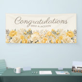 Gele Crème Bloemige Verlovingsbanner Spandoek (Beurs)