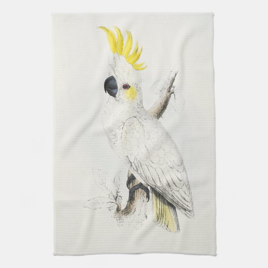 Gele Crested Cockattoo Kitchen Towel Theedoek (Verticaal)