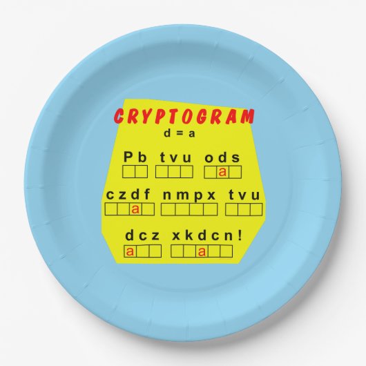 Gele cryptogram papieren bordje (Voorkant)
