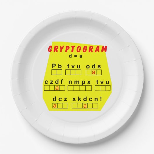 Gele cryptogram papieren bordje (Voorkant)