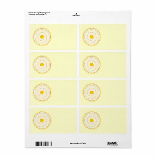Gele cupcake. IJstaart. Etiket (Full Sheet)