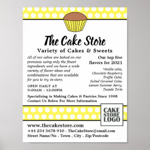Gele Cupcake & Polka Dot, Cake Store Adverteren Poster